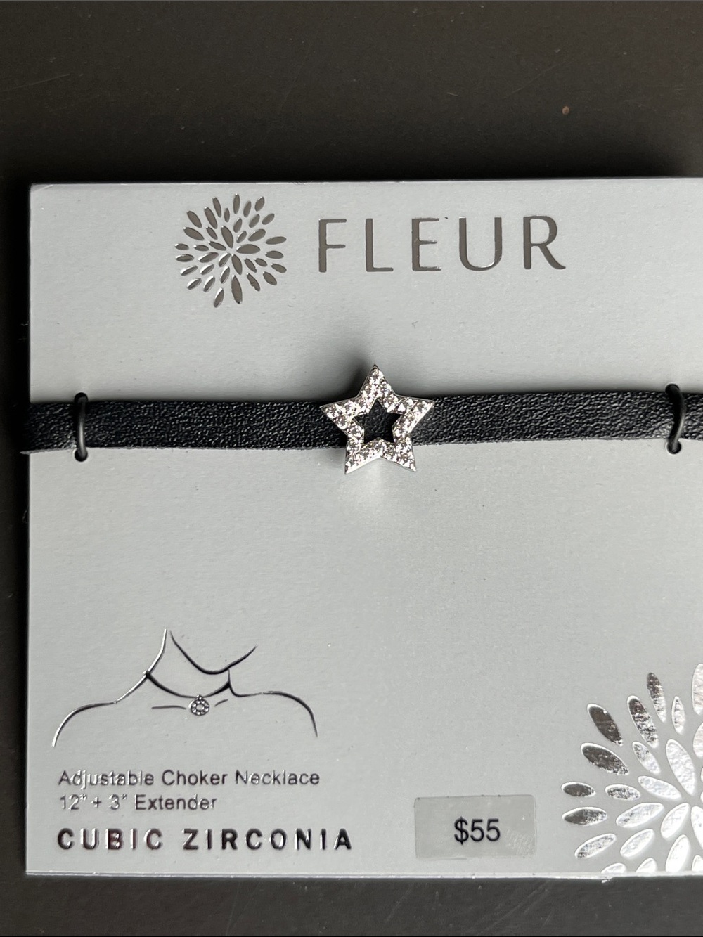 FLEUR Star Cubic Zirconia Black Choker